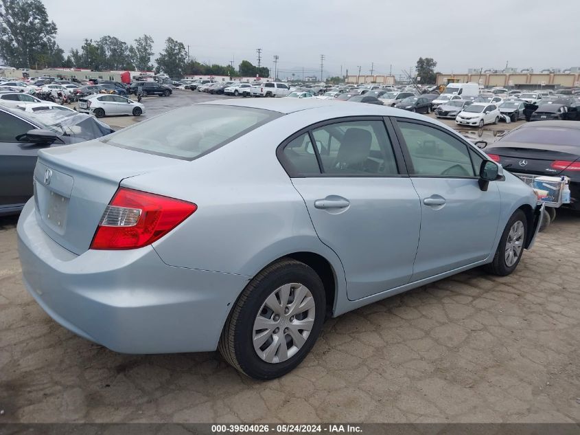 2012 Honda Civic Lx VIN: JHMFB2F52CS005291 Lot: 39504026