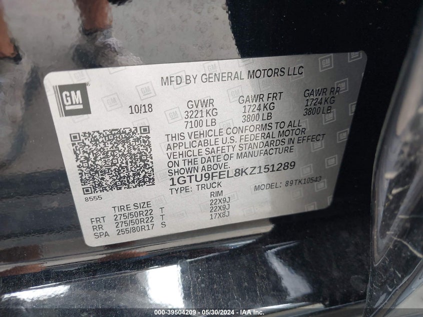 2019 GMC SIERRA 1500 K1500 DENALI - 1GTU9FEL8KZ151289