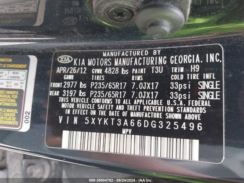 2013 KIA SORENTO LX - 5XYKT3A66DG325496