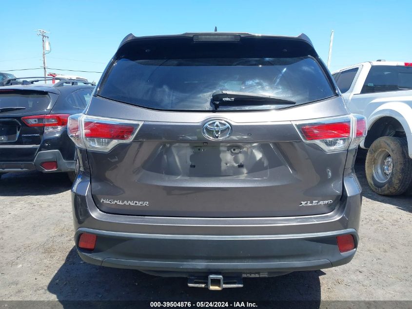 2015 Toyota Highlander Xle V6 VIN: 5TDJKRFH8FS081996 Lot: 39504876