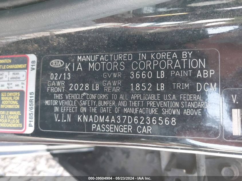 2013 KIA RIO LX - KNADM4A37D6236568