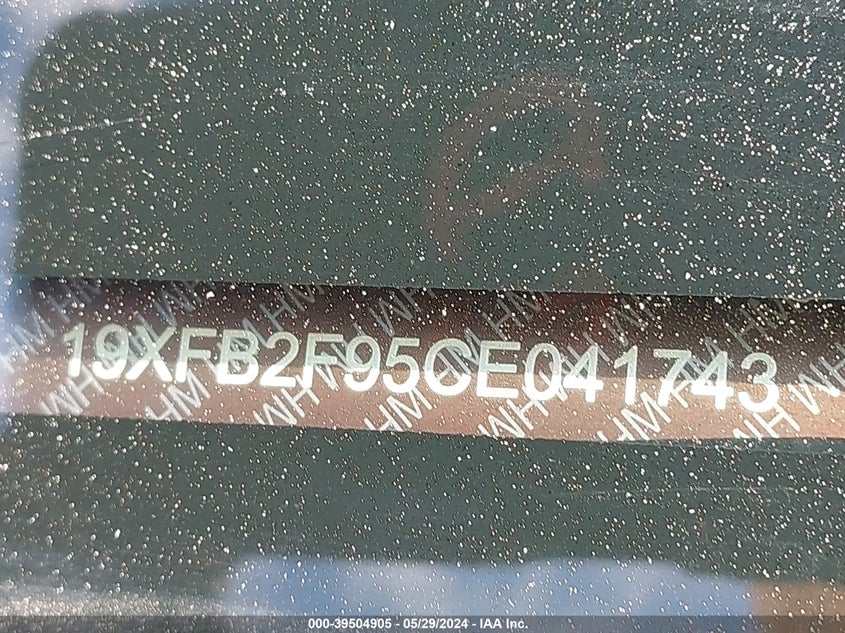 2012 Honda Civic Ex-L VIN: 19XFB2F95CE041743 Lot: 39504905