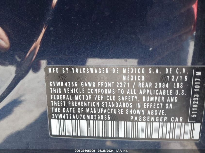 2016 VOLKSWAGEN GOLF GTI S 4-DOOR - 3VW4T7AU7GM039935