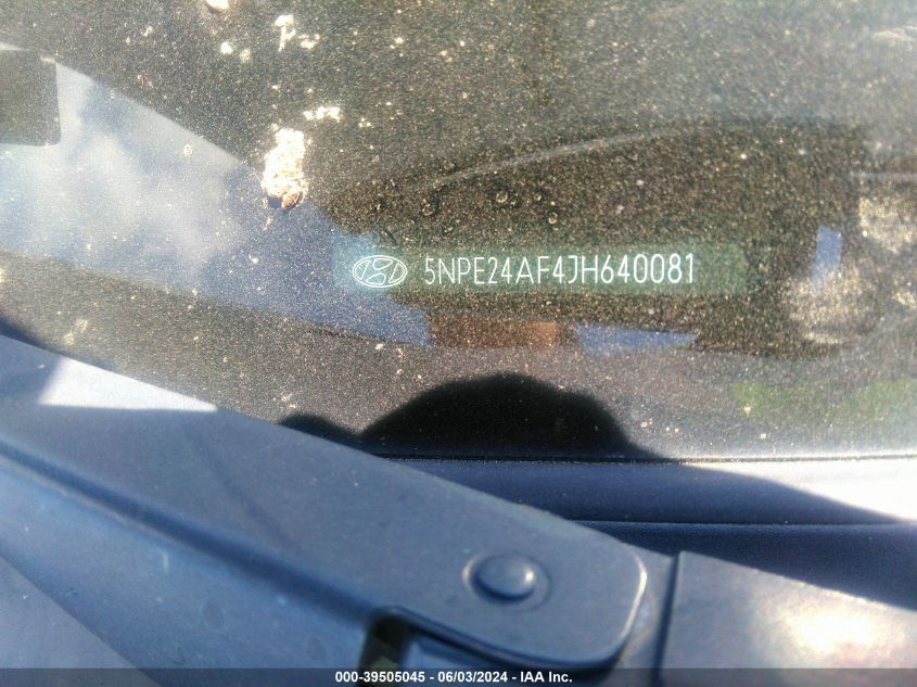 2018 Hyundai Sonata Se VIN: 5NPE24AF4JH640081 Lot: 39505045