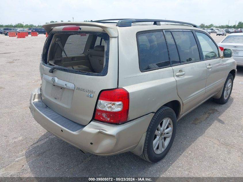 2006 Toyota Highlander Hybrid Limited V6 VIN: JTEEW21AX60011342 Lot: 39505072