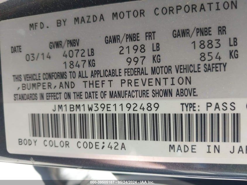 2014 MAZDA MAZDA3 S GRAND TOURING - JM1BM1W39E1192489
