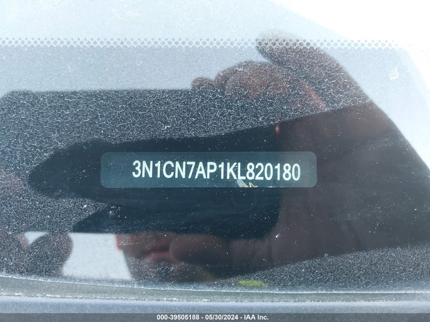 2019 Nissan Versa 1.6 Sv VIN: 3N1CN7AP1KL820180 Lot: 39505188