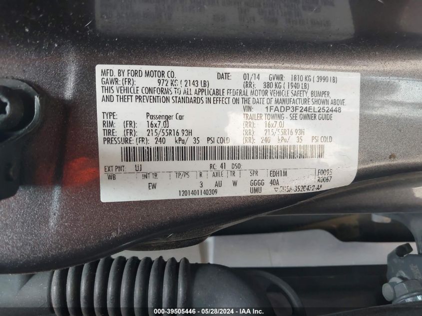 1FADP3F24EL252448 2014 Ford Focus Se