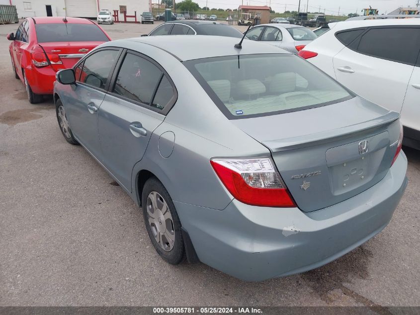 2012 Honda Civic Hybrid VIN: JHMFB4F3XCS005484 Lot: 39505781