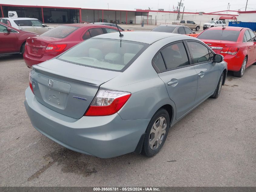 2012 Honda Civic Hybrid VIN: JHMFB4F3XCS005484 Lot: 39505781