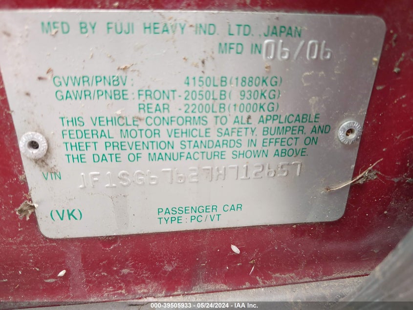 2007 Subaru Forester 2.5X L.l. Bean Edition VIN: JF1SG67627H712657 Lot: 39505933