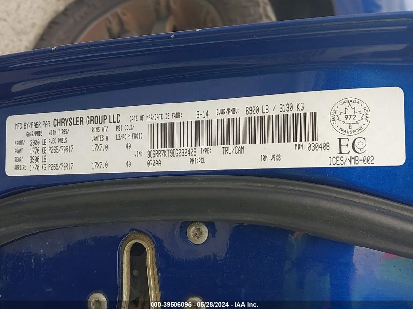 2014 Ram 1500 St VIN: 3C6RR7KT9EG232409 Lot: 39506095