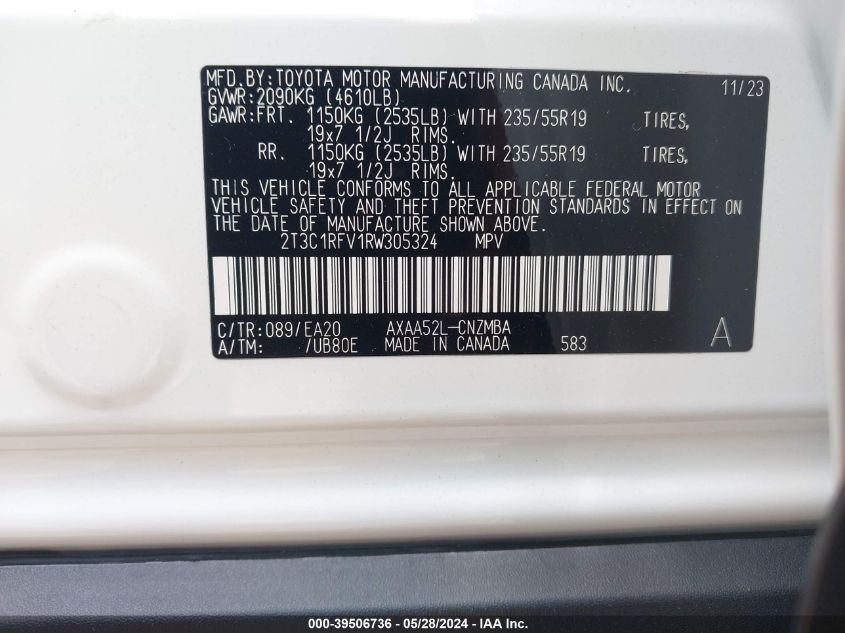 2024 TOYOTA RAV4 XLE PREMIUM - 2T3C1RFV1RW305324