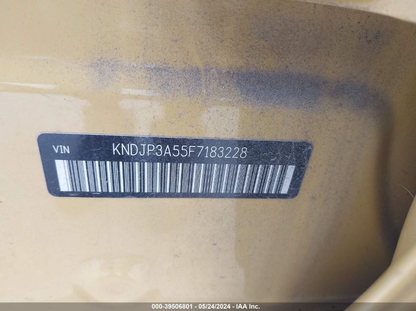 2015 Kia Soul + VIN: KNDJP3A55F7183228 Lot: 39506801