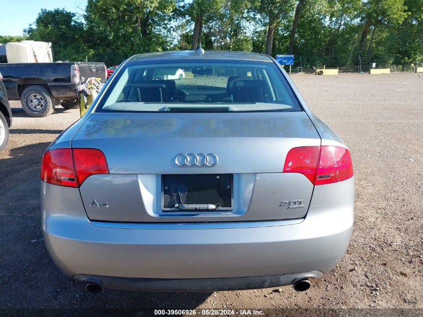 2007 Audi A4 2.0T VIN: WAUDF78E27A071419 Lot: 39506926