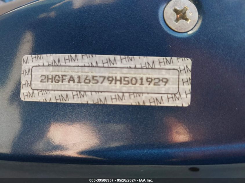 2009 Honda Civic Lx VIN: 2HGFA16579H501929 Lot: 39506957