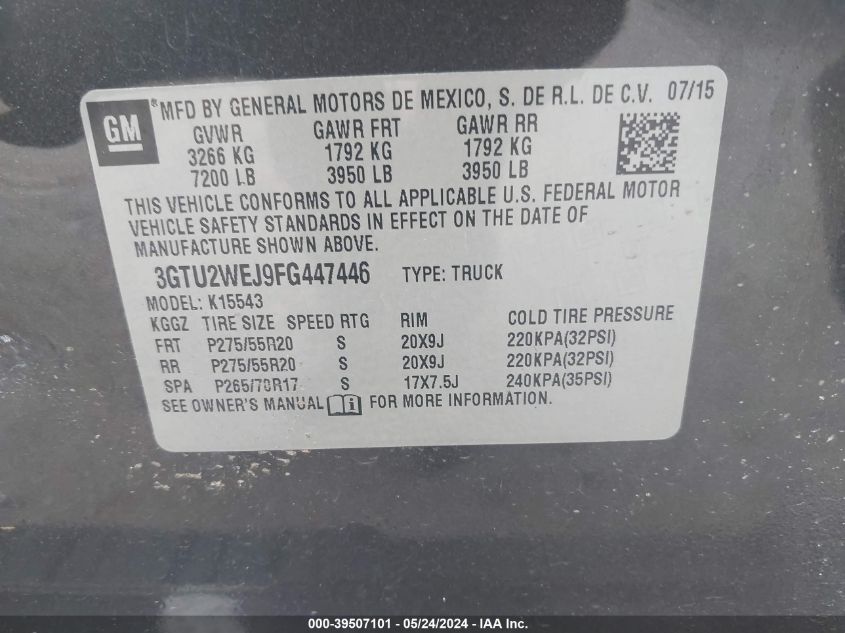 3GTU2WEJ9FG447446 2015 GMC Sierra 1500 Denali