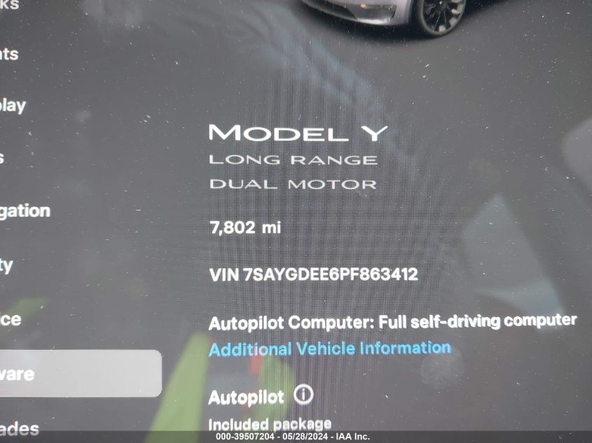 2023 TESLA MODEL Y AWD/LONG RANGE DUAL MOTOR ALL-WHEEL DRIVE - 7SAYGDEE6PF863412