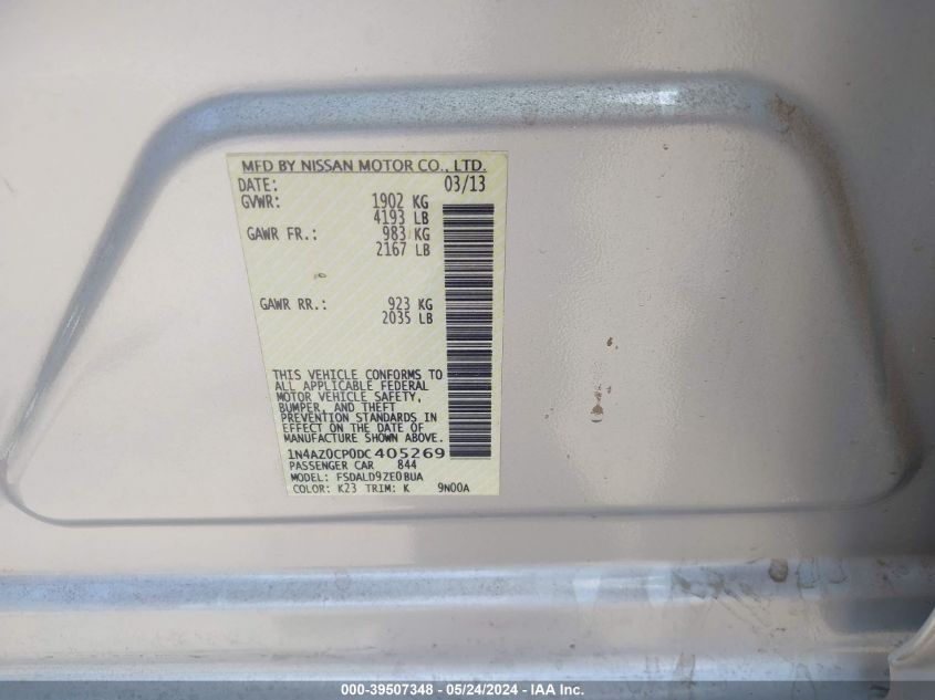 2013 Nissan Leaf Sv VIN: 1N4AZ0CP0DC405269 Lot: 39507348