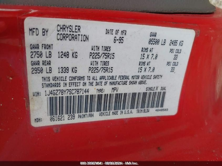 1995 Jeep Grand Cherokee Limited/Orvis VIN: 1J4GZ78Y7SC787144 Lot: 39507454