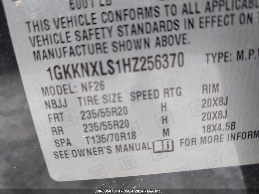 2017 GMC ACADIA DENALI - 1GKKNXLS1HZ256370