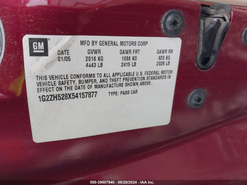 2005 Pontiac G6 Gt VIN: 1G2ZH528X54157877 Lot: 39507940