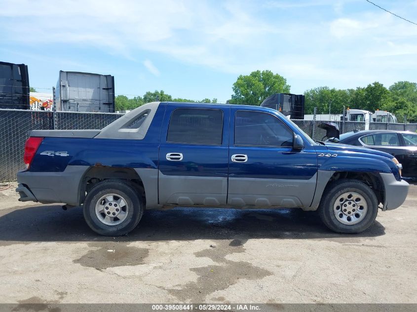 2002 Chevrolet Avalanche 1500 VIN: 3GNEK13T22G157160 Lot: 39508441