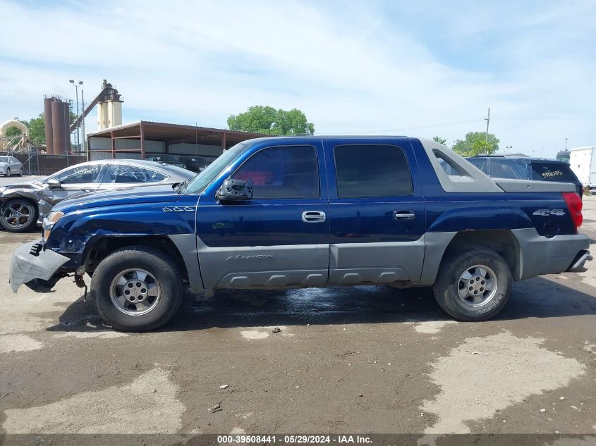 2002 Chevrolet Avalanche 1500 VIN: 3GNEK13T22G157160 Lot: 39508441