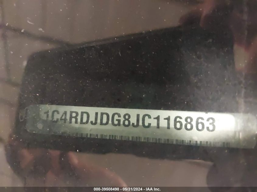 2018 Dodge Durango Gt Awd VIN: 1C4RDJDG8JC116863 Lot: 39508498