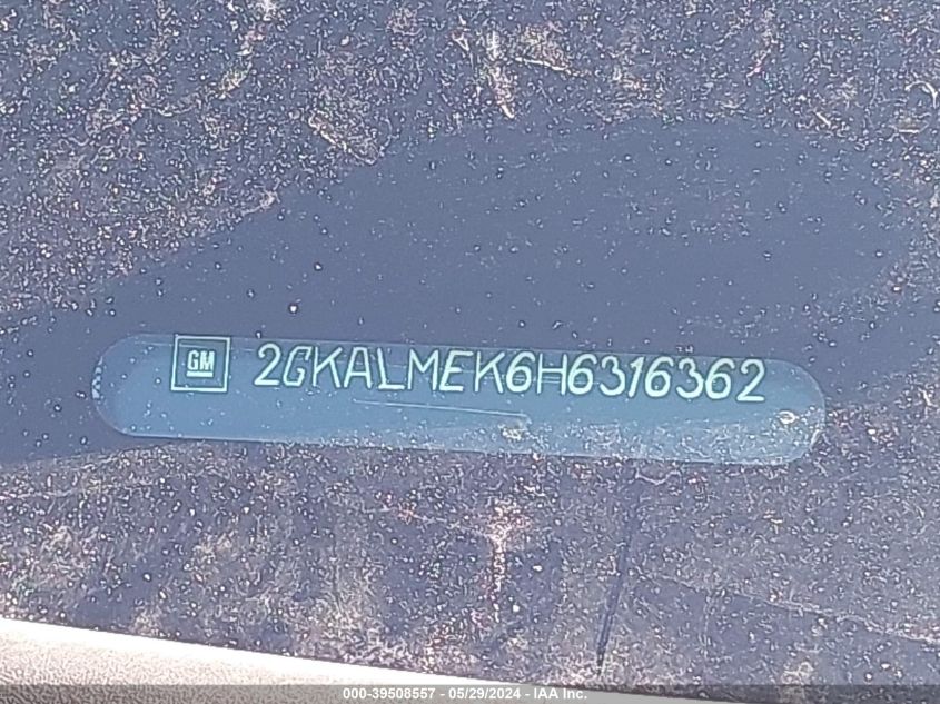 2017 GMC Terrain Sle-1 VIN: 2GKALMEK6H6316362 Lot: 39508557