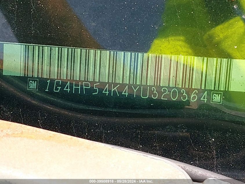 2000 Buick Lesabre Custom VIN: 1G4HP54K4YU320364 Lot: 39508918