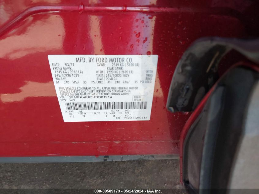 2017 FORD EDGE TITANIUM - 2FMPK4K85HBB81914