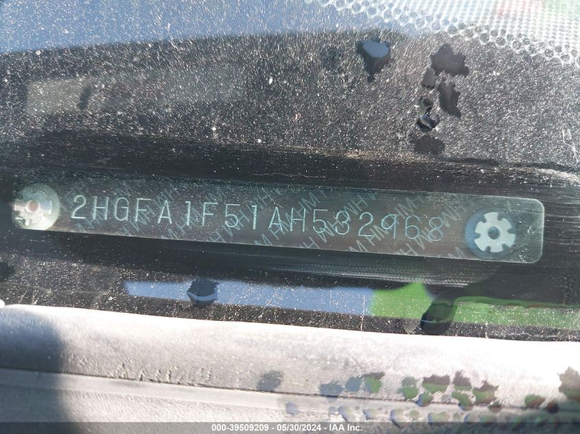 2010 Honda Civic Lx VIN: 2HGFA1F51AH532968 Lot: 39509209