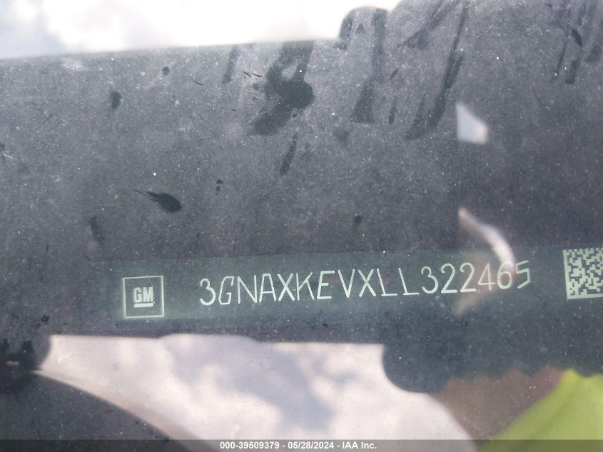 2020 Chevrolet Equinox Fwd Lt 1.5L Turbo VIN: 3GNAXKEVXLL322465 Lot: 39509379