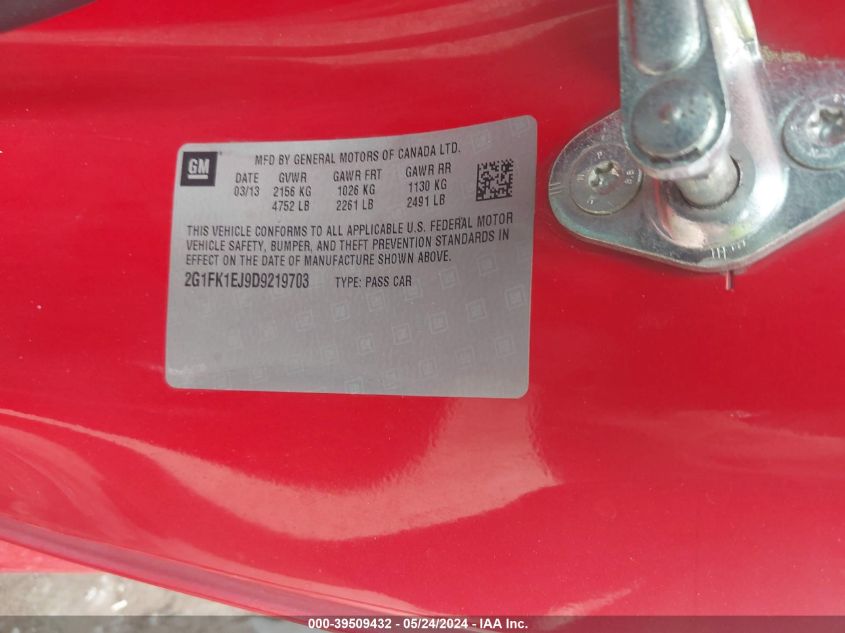 2013 Chevrolet Camaro 2Ss VIN: 2G1FK1EJ9D9219703 Lot: 39509432