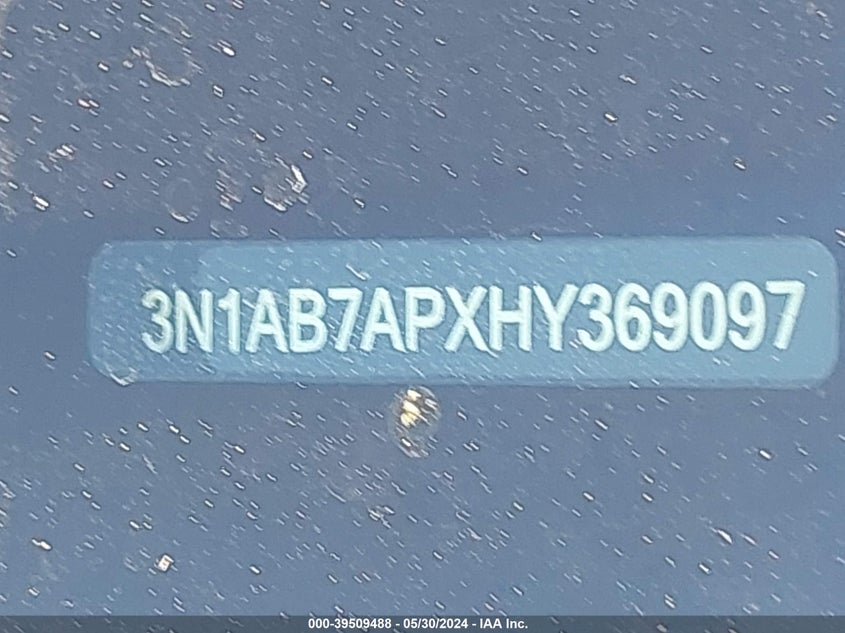 2017 Nissan Sentra Sv VIN: 3N1AB7APXHY369097 Lot: 39509488