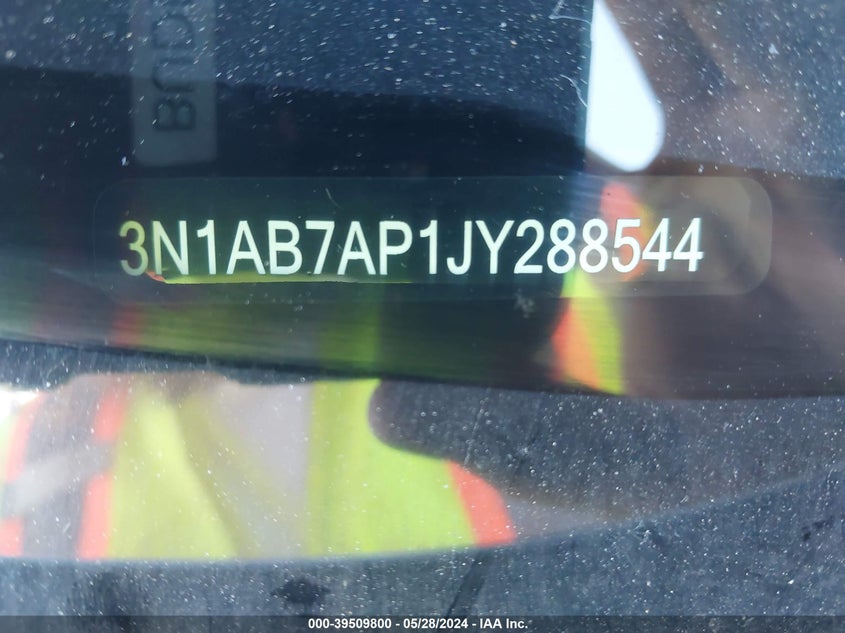2018 Nissan Sentra S/Sv/Sr/Sl VIN: 3N1AB7AP1JY288544 Lot: 39509800