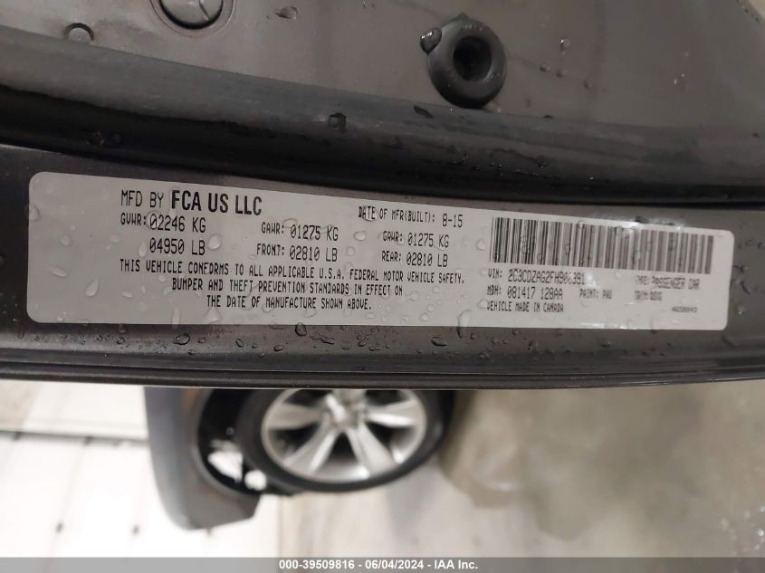 2015 Dodge Challenger Sxt VIN: 2C3CDZAG2FH900991 Lot: 39509816