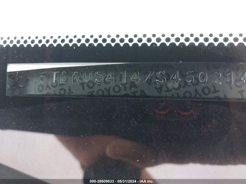 2007 Toyota Tundra Sr5 V6 VIN: 5TBRU54147S450214 Lot: 39509833