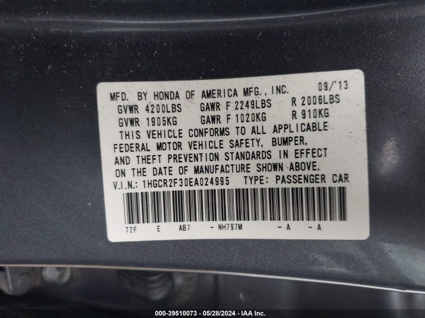 1HGCR2F30EA024995 2014 Honda Accord Lx