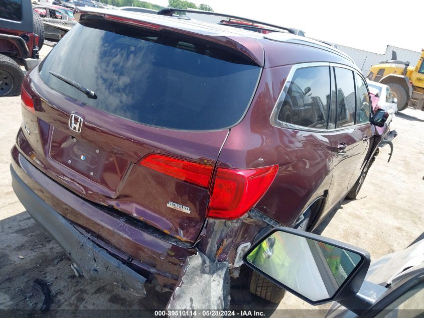 2017 Honda Pilot Ex-L VIN: 5FNYF5H66HB021830 Lot: 39510114