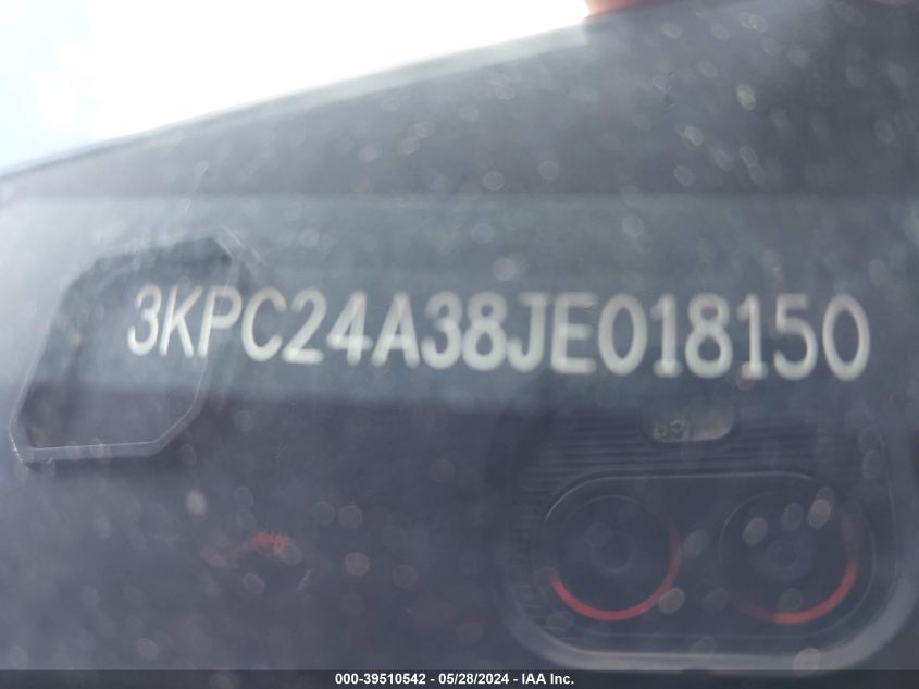 2018 Hyundai Accent Se/Sel VIN: 3KPC24A38JE018150 Lot: 39510542