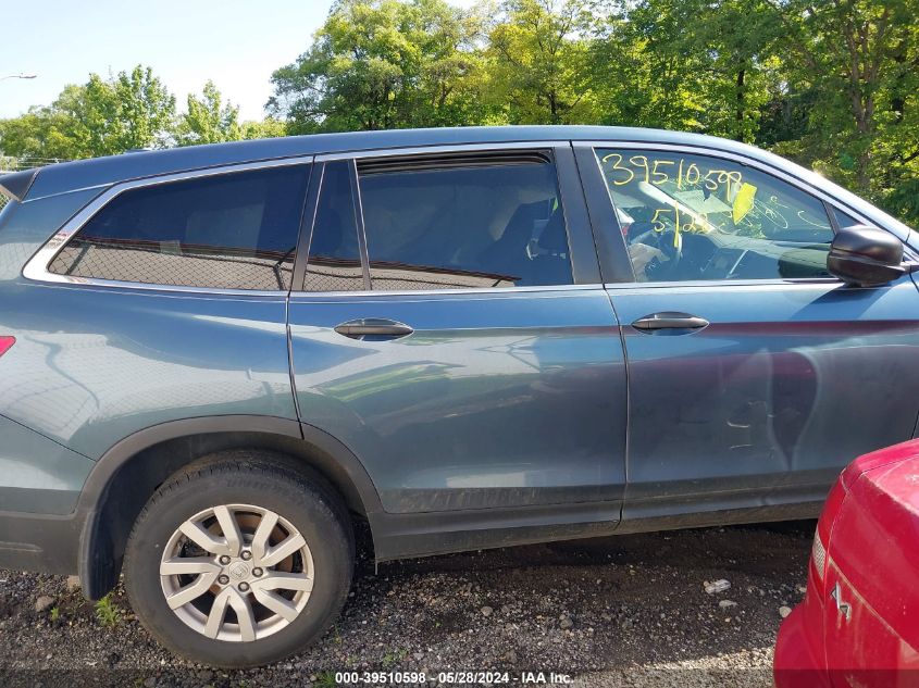 2019 Honda Pilot Lx VIN: 5FNYF6H15KB098951 Lot: 39510598