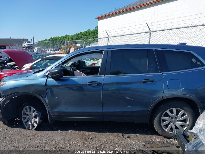 2019 Honda Pilot Lx VIN: 5FNYF6H15KB098951 Lot: 39510598