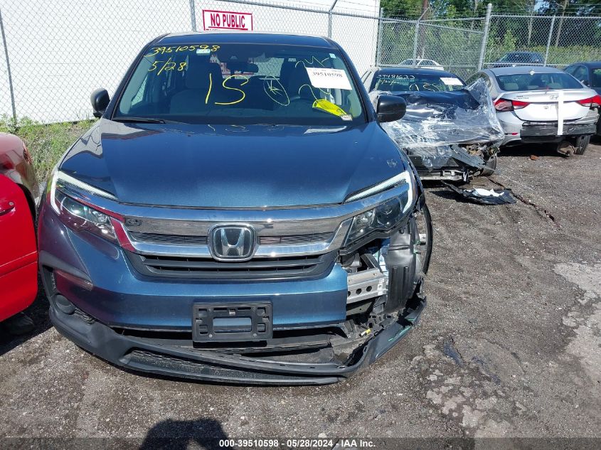 2019 Honda Pilot Lx VIN: 5FNYF6H15KB098951 Lot: 39510598