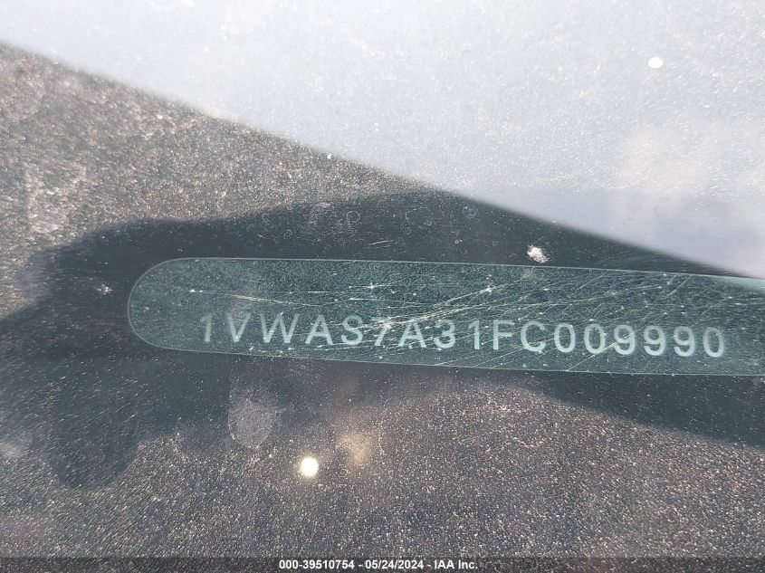 2015 Volkswagen Passat 1.8T S VIN: 1VWAS7A31FC009990 Lot: 39510754