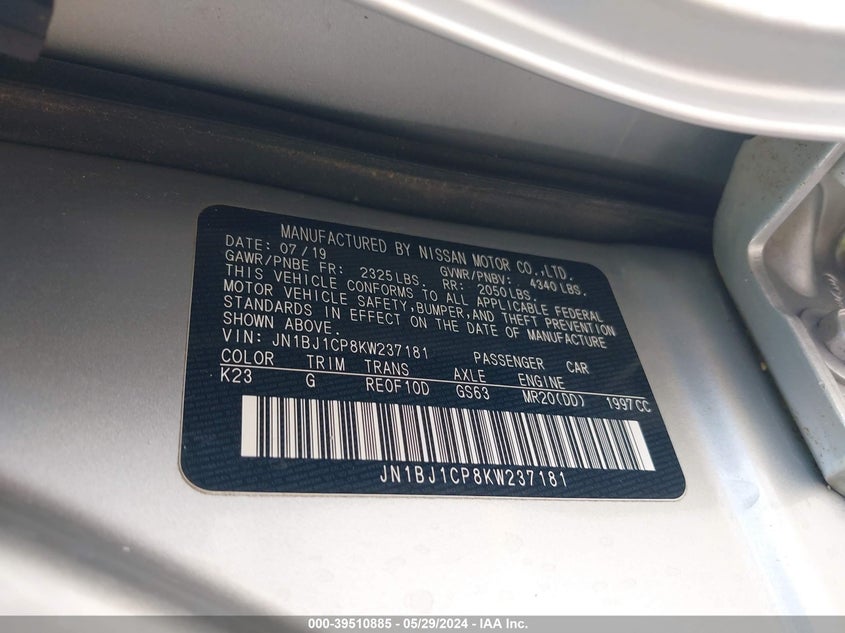 2019 NISSAN ROGUE SPORT S - JN1BJ1CP8KW237181