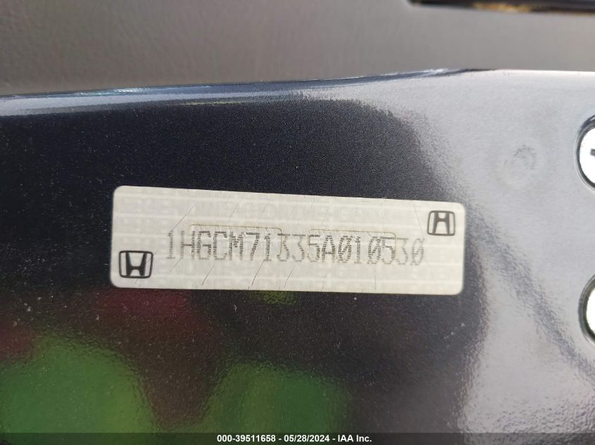 2005 Honda Accord 2.4 Lx VIN: 1HGCM71335A010530 Lot: 39511658