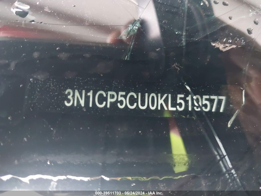 2019 Nissan Kicks S VIN: 3N1CP5CU0KL519577 Lot: 39511703