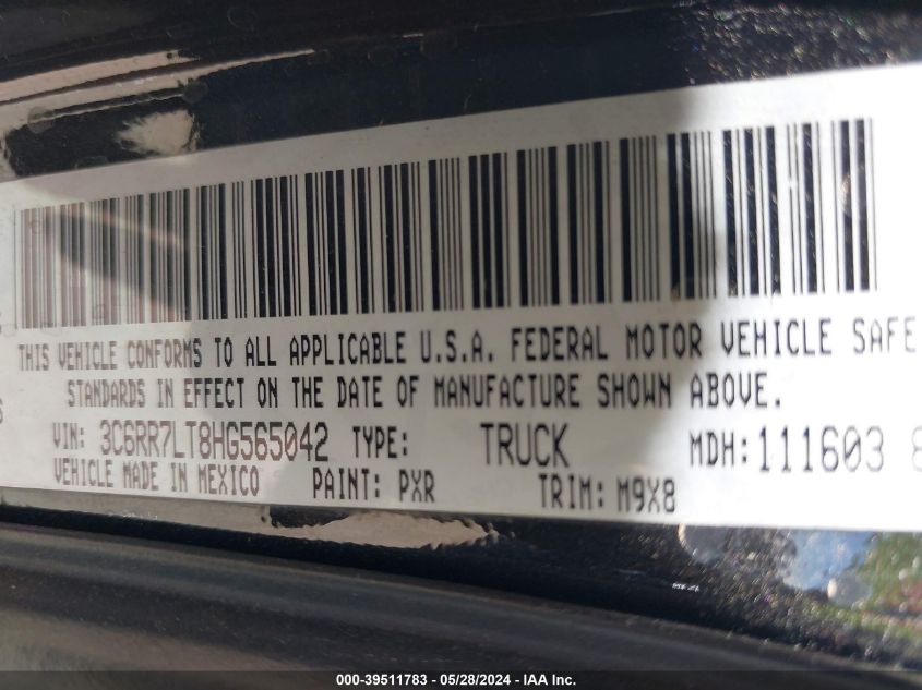 2017 Ram 1500 Big Horn 4X4 5'7 Box VIN: 3C6RR7LT8HG565042 Lot: 39511783